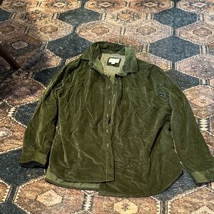 American Eagle Outfitters Green Corduroy Button Down Shirt